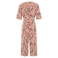 thumbnail image 4 of Edvintorg Womens Jumpsuits Dressy Summer Casual Loose Overalls for Women Vintage Printed Short Sleeve V Neck Back Zipper Wide Leg Jumpsuit Pants with Pocket, 4 of 5