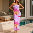 thumbnail image 6 of Daiosportswear Women's Tropical Floral Print Strapless Bodycon Maxi Dress Pink S(S), 6 of 7