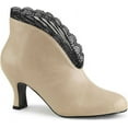 thumbnail image 2 of 3" Kitten Heel Slip-On Ankle Boot - Cream Faux Leather-Blk Lace, 10, 2 of 2