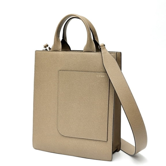 Pre-Owned Valextra Boxy Small Tote Bag Soft Calfskin Greige E-158532