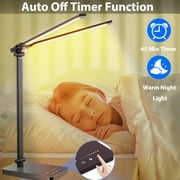 Adjustable Foldable Desk Lamp for Home Office,Double Swing Arm Bright LED Desk Light,Eye-Caring Architect Task Lamp,Touch Control Desktop Lamp Dimmable Table Desk Light for Work/Study/Craft