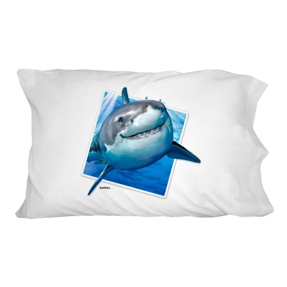 Shark Selfie Picture Great White Novelty Bedding Pillowcase