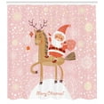 thumbnail image 3 of Ambesonne Christmas Shower Curtain, Santa Riding a Reindeer, 69"Wx84"L, Rose Multicolor, 3 of 3