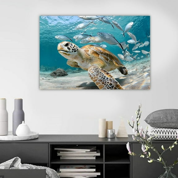 Under the Sea Animals-14"x14" Canvas Artwork - Multi-Color 16 x 20