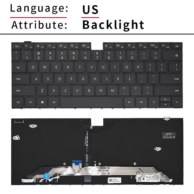 Clavier Rétroéclairé US RU Original pour HUAWEI MateBook X Pro MACHR MACH-W19L W19B W29L W09 MACHC-WAH9LP/WAE9LP NSK-360BN 9Z.NEXBN Rétroéclairé US