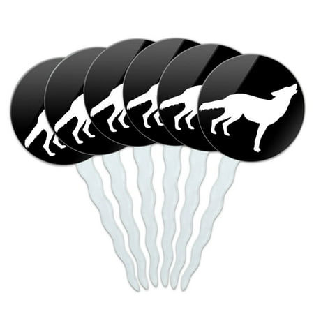 - Wolf Howling Cupcake Picks Toppers - Set of 6