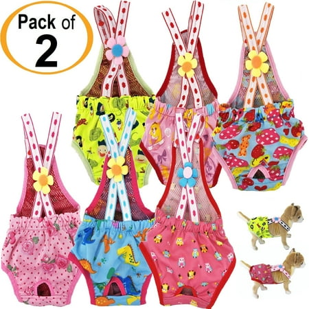 - PACK of 2 Dog Diapers WASHABLE Female SUSPENDERS For SMALL Pet Random Colors sz XXS: Waist 8