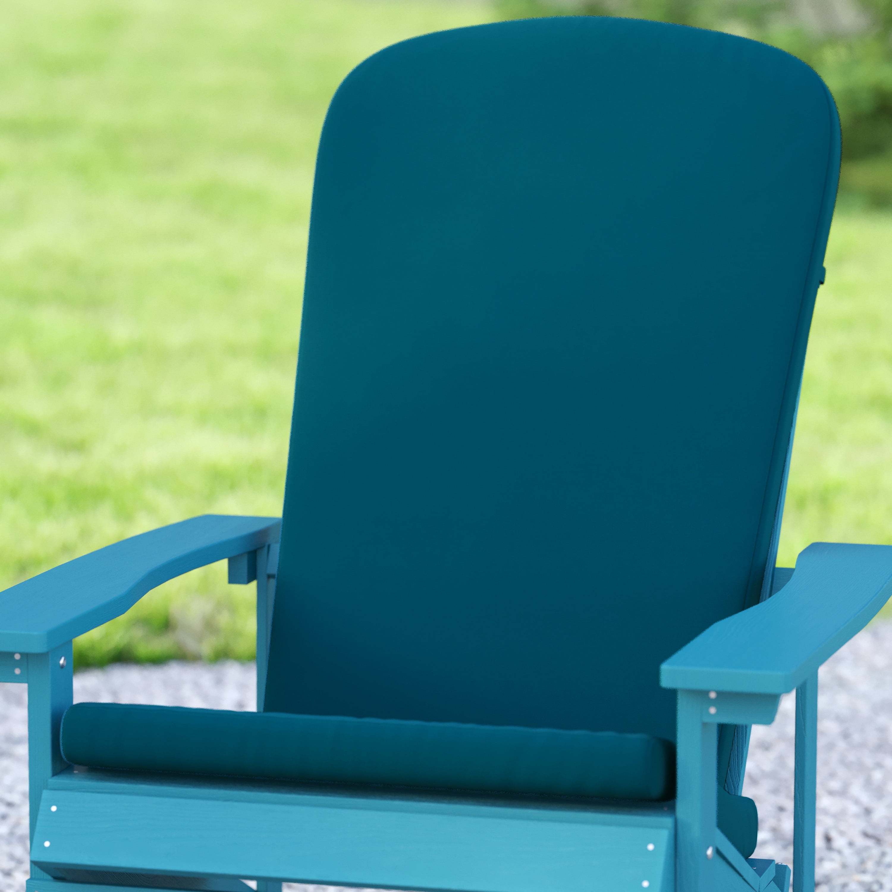 Emma + Oliver Set of Two All-Weather Indoor and Outdoor Cushions for Adirondack Chairs and High Back Patio Chairs in Teal