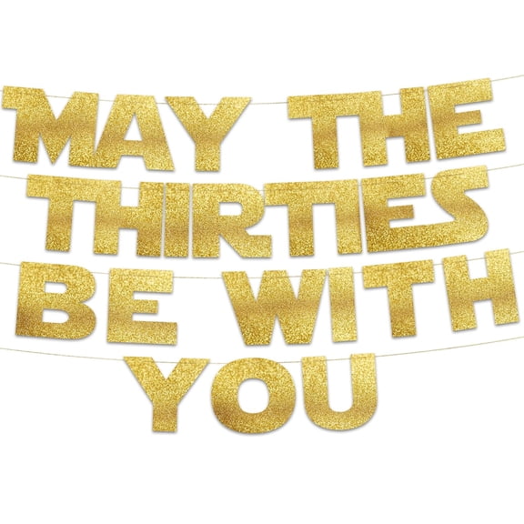 Happy 30th Birthday and Anniversary Party Gold Glitter Banner