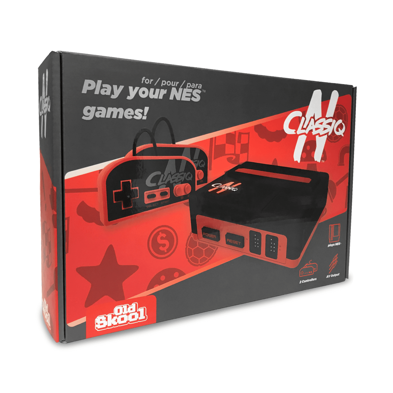 Old Skool CLASSIQ N Console Compatible with NES - Black/Red Clone 