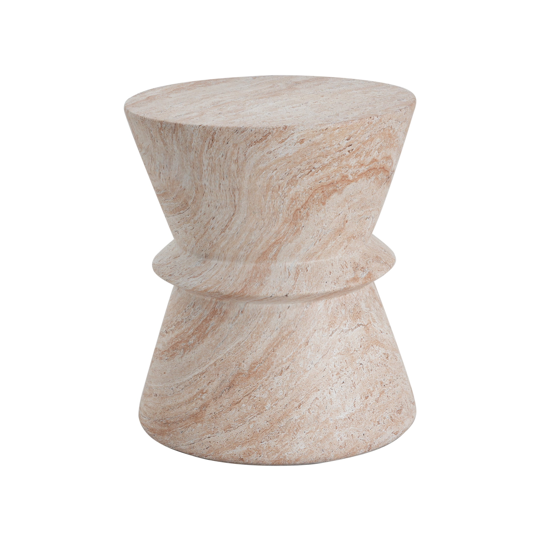Christopher Knight Home Elegant 15.5" Outdoor Lightweight Concrete Hourglass Side Table, Travertine Finish