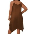 thumbnail image 4 of UPPADA Plus Size Summer Dress for Women Soft Spaghetti Strap Sleeveless Sundress Summer Midi Dress Hawaiian Bohemian Beach Cover up Dress Solid Casual Dress Coffee,XXXXL, 4 of 7