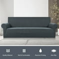 thumbnail image 6 of Stretch Sofa Slipcover 1-Piece Sofa Cover Furniture Protector Couch Soft with Elastic Bottom for Kids, Polyester Spandex Jacquard Fabric Small Checks with 1 Pillowcase(2 Seater, Dark Gray), 6 of 11