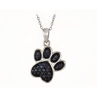Collier Coeur Flottant - Argent Sterling 925 Avec Diamants Bleus Et Blancs, 18 Pouces