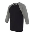 thumbnail image 2 of Unisex Three-Quarter Sleeve Baseball Tee Color Black/ Deep Heather Large Size, 2 of 4