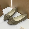 thumbnail image 2 of Womens Pointed Toe Suede Ballet Flats Bow-Knot Slip-Ons Dressy Casual Comfortable Wear to Work Loafers Bronze 9(42), 2 of 6