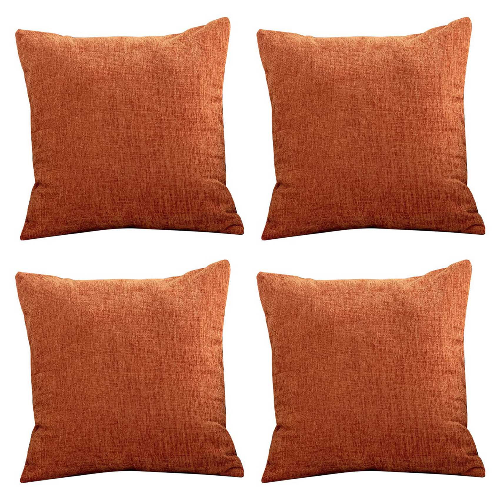 Burnt Orange Pillow Covers 18X18 Inch Set of 4 Modern Farmhouse Rustic