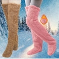 thumbnail image 2 of ICHUANYI Women's 2 Pairs High Fuzzy Socks Over Knee Winter Leg Warmers Plush Slipper Socks For Womens Christmas Home Sleeping Summer 2024, 2 of 3