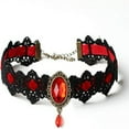 thumbnail image 4 of QQTDFG Lace Choker Necklace Earrings Pendant Fashion Velvet Chain Neck-Red, 4 of 6