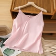 thumbnail image 2 of Mrat Built In Bra Tank Tops Women's Summer Casual Fashion Comfort Solid Color Loose Round Neck Sleeveless Cotton and Linen Tops Casual Tank Tops for Women S-156 Pink-A M, 2 of 6