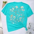 thumbnail image 6 of WREESH Womens Fashion T-Shirts Summer Comfortable Round Neck Printing Short Sleeve Tops Blouse T-Shirt Pullover Light Blue, 6 of 6