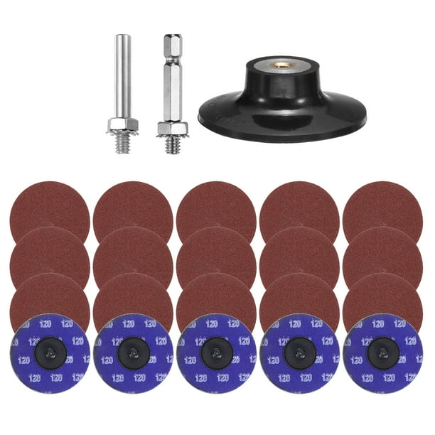 Uxcell 23pcs Juego de Discos de Cambio Rápido de 3" Discos de Lijado con Soporte de Almohadilla de 1/4" 120 Grano para Eliminación de Óxido