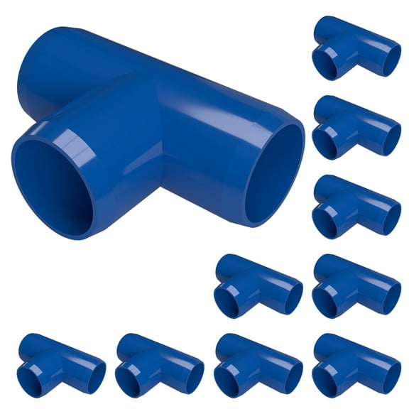 FORMUFIT PVC Fitting, Standard Tee , Furniture Grade, 1/2" Size, Blue, 10-Pack (F012TEE-BL-10)