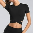 thumbnail image 5 of Cathalem Oversized Tshirts for Women 2024 Summer Slim Fit Ribbed Knit Basic Tee Tops,Black M, 5 of 5