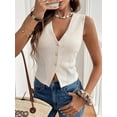 thumbnail image 4 of Women'S Sleeveless Knit Vest Top Business Casual Button Up Work Blazer Vests Waistcoat L, 4 of 9