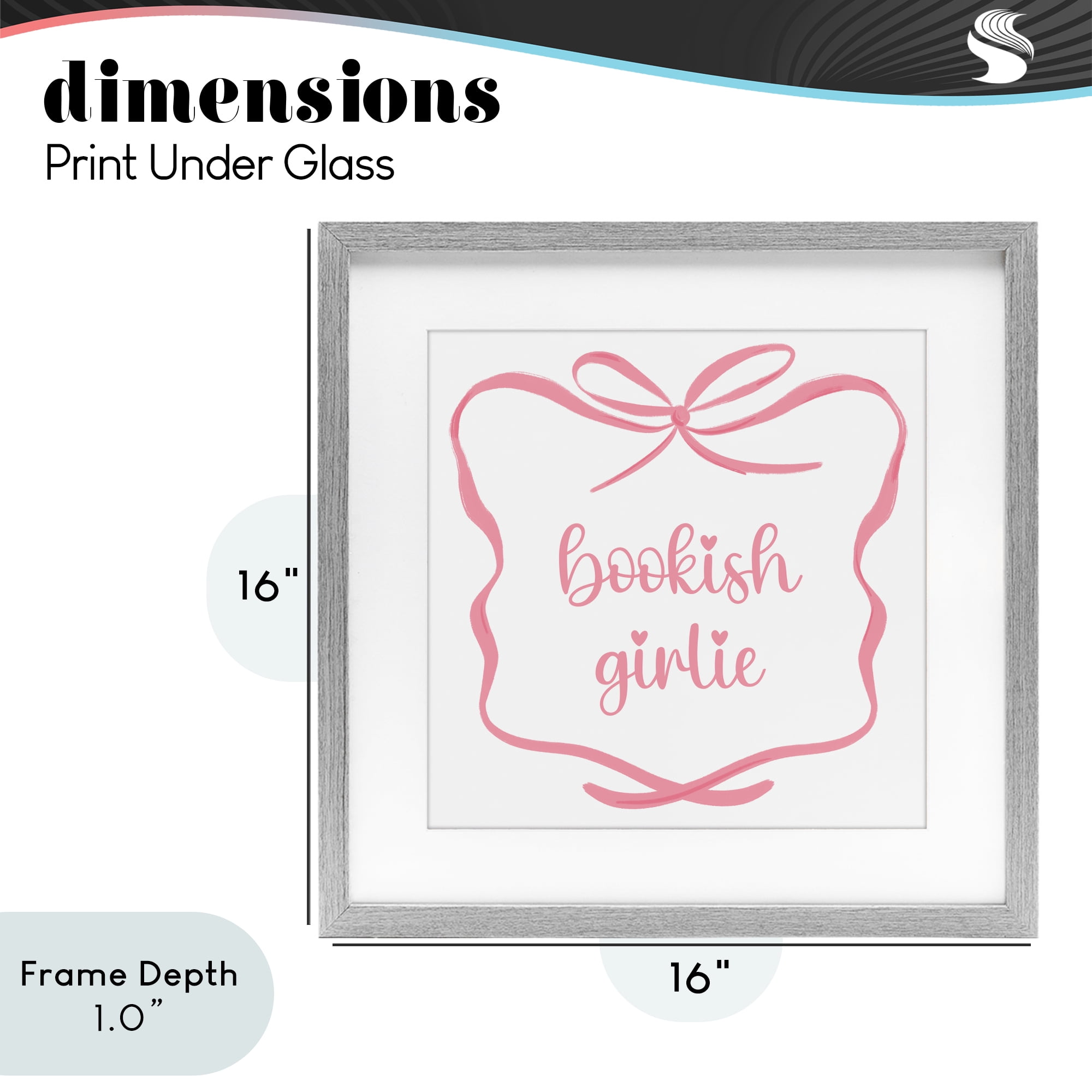 Stupell Industries Bookish Girlie with Bow Gray Framed Print Under Glass, design by Lucille Price