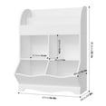 thumbnail image 4 of Homfa Kids Bookcase with Book Rack, Wood Cube Toy Storage Cabinet with 4 Bins for Kidsroom Playroom, White, 4 of 7