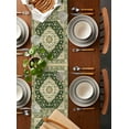 thumbnail image 2 of Green Boho Southwestern Table Runner 70 Inches, Antique Farmhouse Ethnic Bed Runner Dresser Scarves Tabletop for Indoor Outdoor Parties/Ceremony/Banquet, 13" x 70", 2 of 8