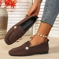 thumbnail image 5 of Womens Velvet Loafers Slip On, Chocolate Brown Suede Flats with Pearl for Business Casual & Comfort,Size 38, 5 of 9