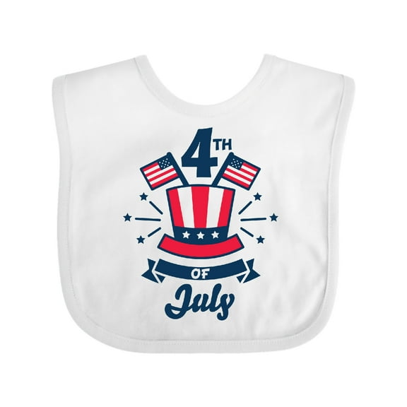 Inktastic 4th of July with Hat Flags and Stars Boys or Girls Baby Bib
