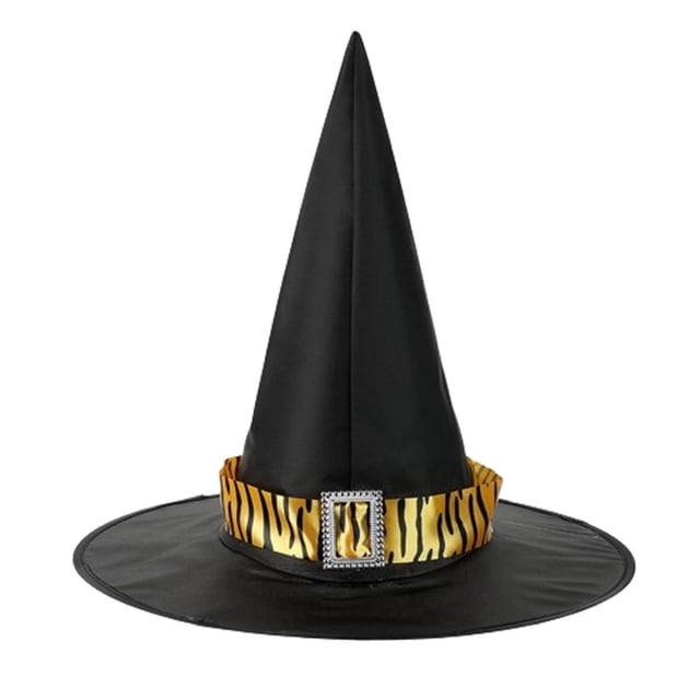 Sombreros de Halloween con botones rectangulares, sombrero de bruja con encaje, sombrero ancho acorralado para fiesta, sombrero de poliéster para mujer