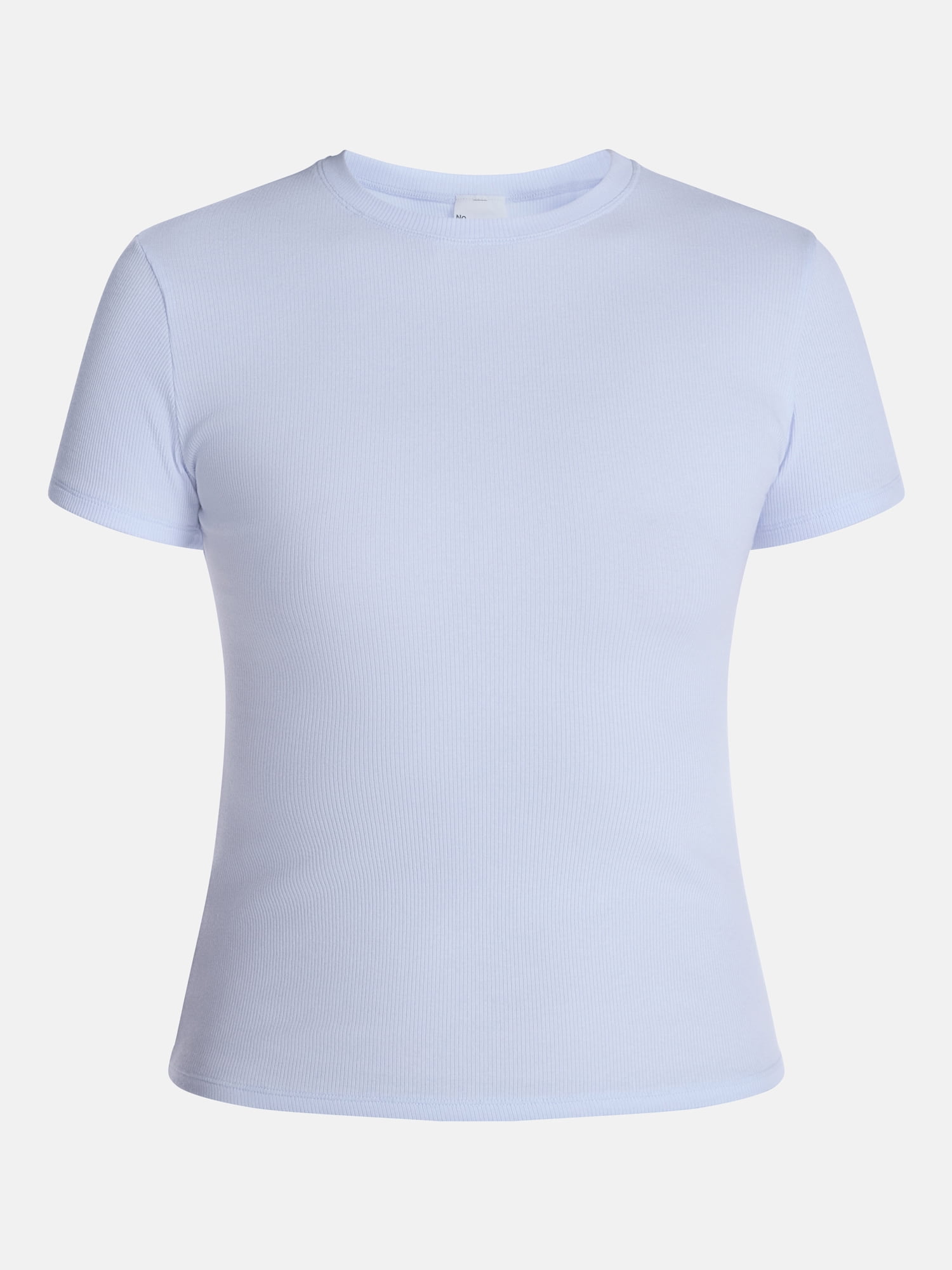 No Boundaries Cotton Stretch Ribbed Tee with Short Sleeves, Women's XS-3XL