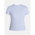 thumbnail image 5 of No Boundaries Cotton Stretch Ribbed Tee with Short Sleeves, Women's XS-XXXL, 5 of 5