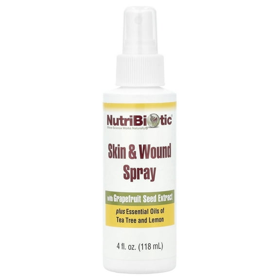 NutriBiotic Skin & Wound Spray with GSE, Plus Tea Tree & Lemon Essential Oils, 4 Fl Oz