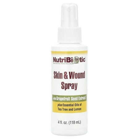 NutriBiotic Skin & Wound Spray with GSE, Plus Tea Tree & Lemon Essential Oils, 4 Fl Oz