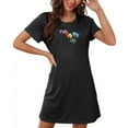 thumbnail image 5 of Chemise de Nuit à Manches Courtes pour Femmes Grande Taille, Robe de Nuit Col Rond Douce et Confortable avec Imprimé Poitrine, Chemise de Nuit Décontractée pour Dormir, Chemise de Nuit Coupe Décontractée pour la Maison, 5 of 5