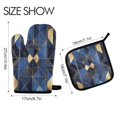 thumbnail image 2 of Yayeee Oven Mitts and Pot Holder Set of 2 Heat Resistant Kitchen Gloves Baking Hot Pad, Blue Geometric Pattern, 2 of 5
