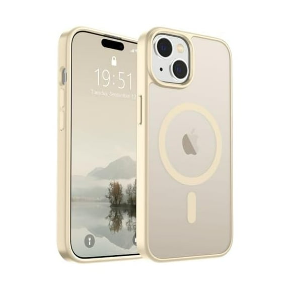 Magnetic for iPhone 15 Case (Compatible with MagSafe) (Military Grade Drop Protection) Slim Translucent Matte Shockproof with Anti-Fingerprint Phone Case,Antique White
