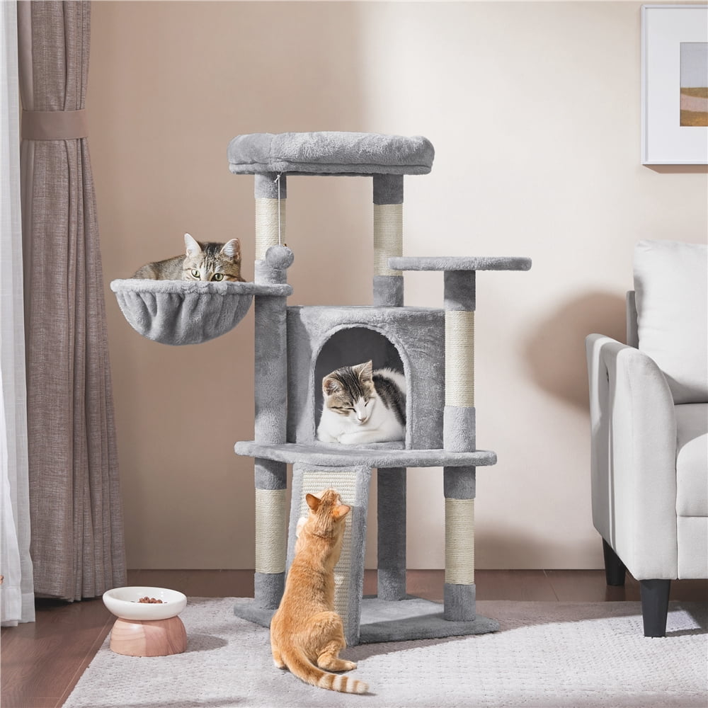 Yaheetech 42inch Cat Tree with Condo Basket Perch Platform, Light Gray