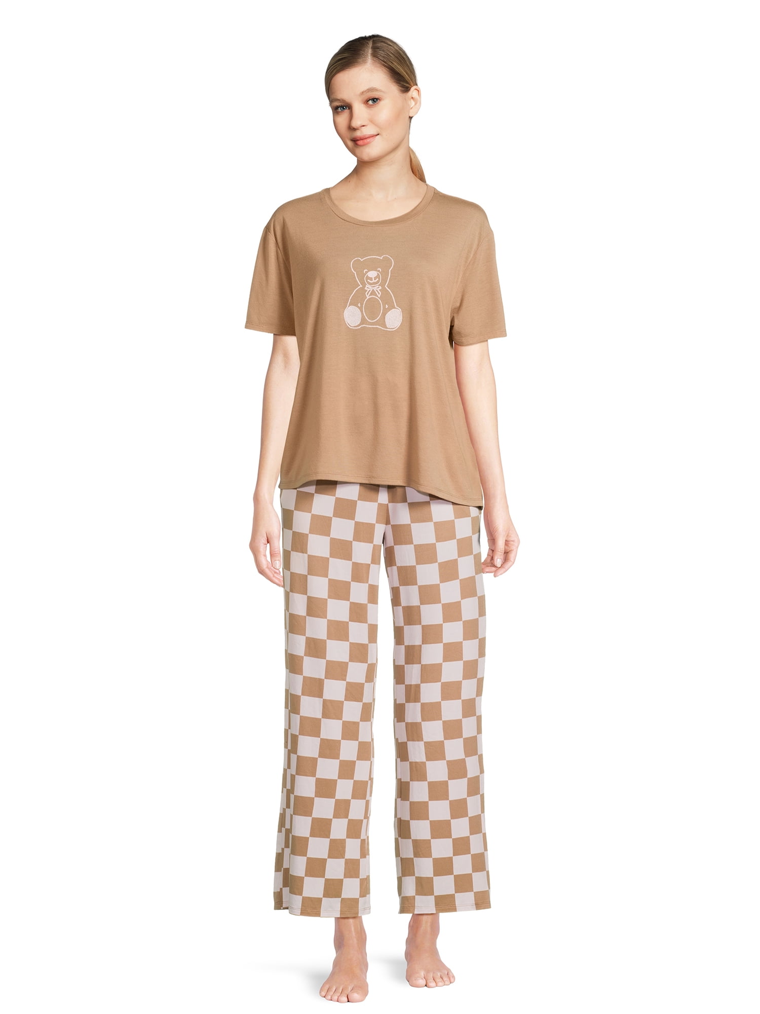 Grayson Social Junior's Teddy Bear Sleep Tee and Pant Pajama Set, 2-Piece, Sizes S-3X
