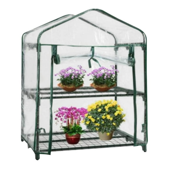 Rkxzt 2 Tier Mini Greenhouse Pvc Plant Cover - 27.16x19x36"Small Porch Green House for Growing Plants Flowers Indoor & Outdoor