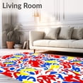 thumbnail image 2 of ODIKA 6'x9' Machine Washable Non-Slip Area Rug, Vibrant Abstract Animal Inspired Design with Dynamic Color Splashes High Traffic Rug with Pad, Red, 727425, 2 of 8