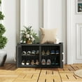 thumbnail image 3 of Bifanuo 31.7" Shoe Storage Cabinet with Waterproof UV-Resistant, Entryway Shoe Cabinet with 2 Doors, Ooutdoor Shoe Cabinet, for Entryway, Bedroom, Hallway,Living Room, Black, 3 of 10