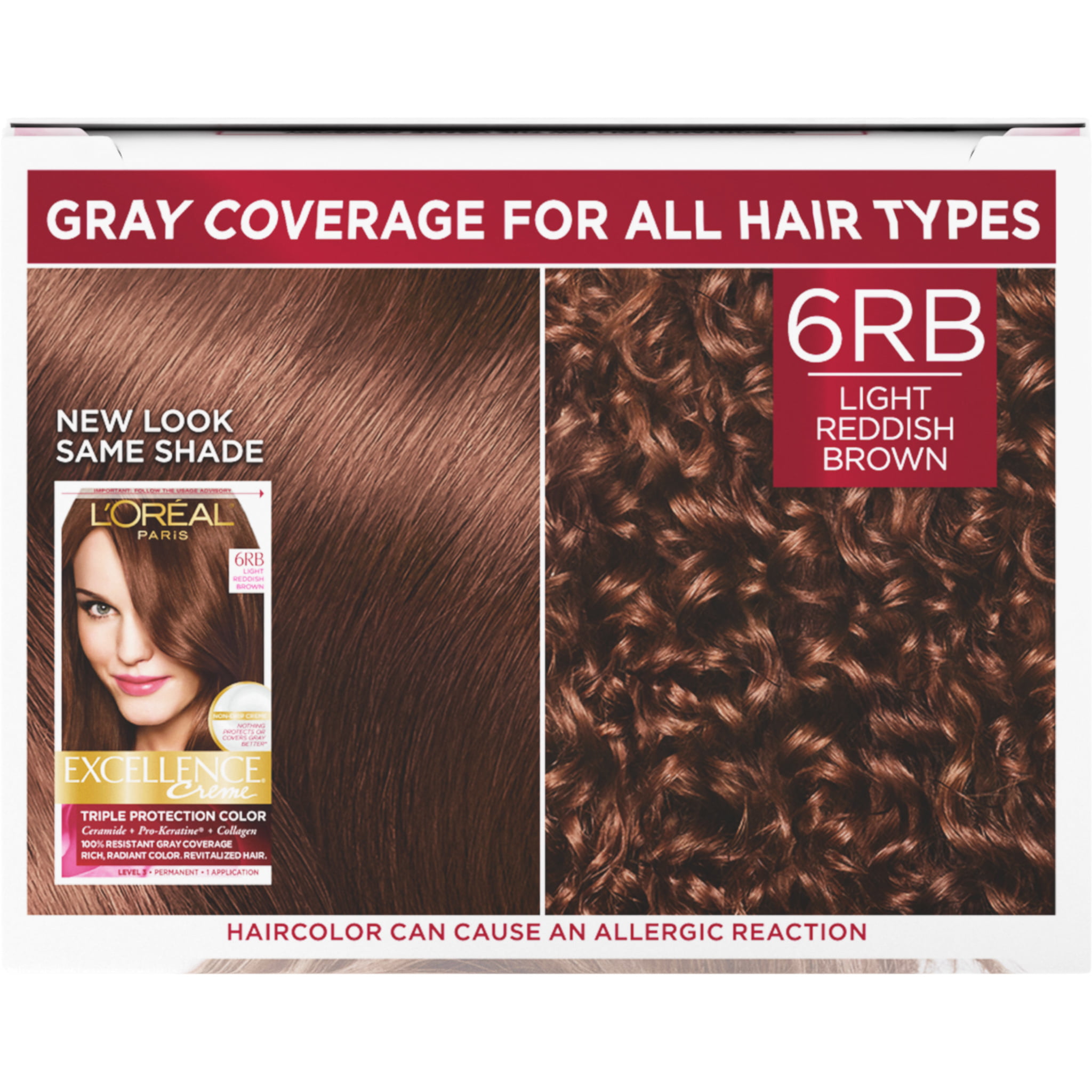 Aktiver Implement skade L'Oreal Paris Excellence Creme Permanent Hair Color, 6RB Light Reddish Brown  - Walmart.com