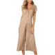 thumbnail image 2 of ICHUANYI Clearance Women's Fashionable V-neck Button Cut Open Back Casual Short Sleeved Jumpsuit(Khaki, M) ICHUANYI WER2023081100035, 2 of 8