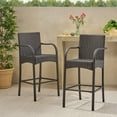 thumbnail image 3 of Noble House Cascada Outdoor Wicker Barstool Chair in Brown (Set of 2), 3 of 10
